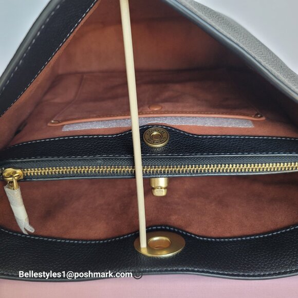 COACH Willow Polished Pebbled Leather Bucket Shoulder Bag- Black color ⭐ - Picture 14 of 16